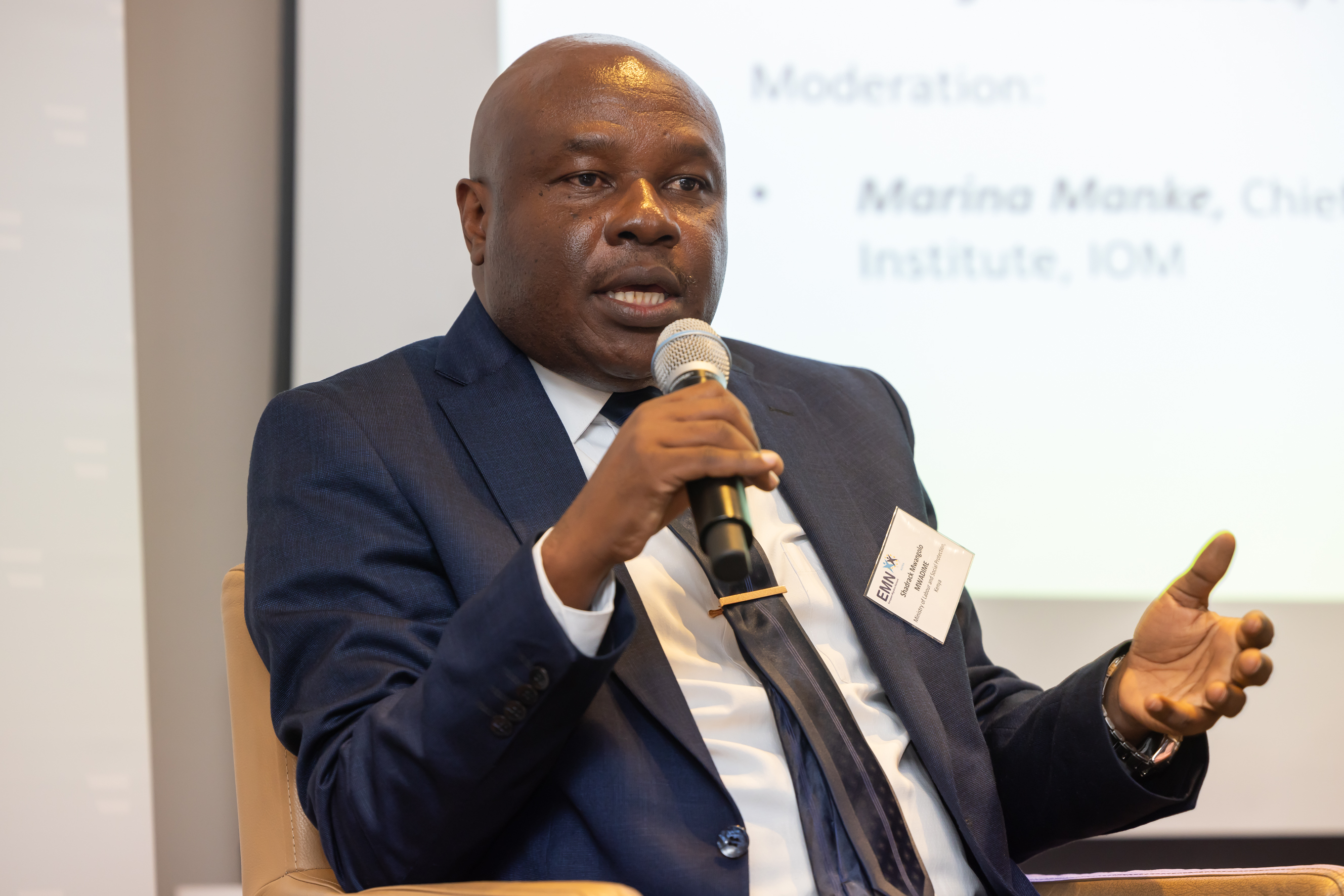 Labour and Skills Development Principal Secretary, Shadrack Mwadime addresses the EMN Austria National Conference 2024 in Vienna.