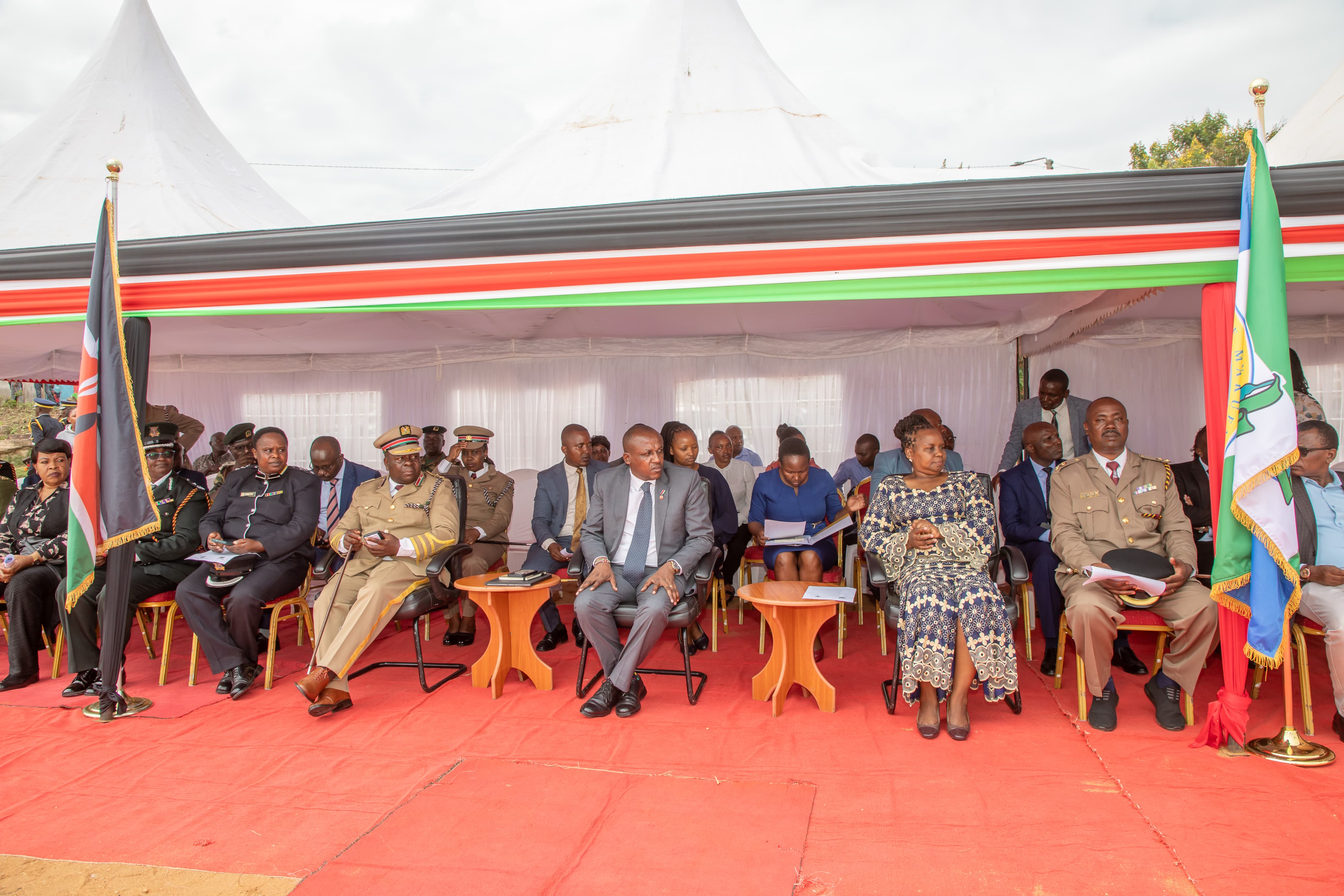 Makueni County Governor Mutula Kilonzo  (centre), Duncan Darusi (right) and  Deputy Governor Lucy Mulili (left) during Jamhuri Day Celebrations  in Wote town. Photo/ Patrick Nyakundi