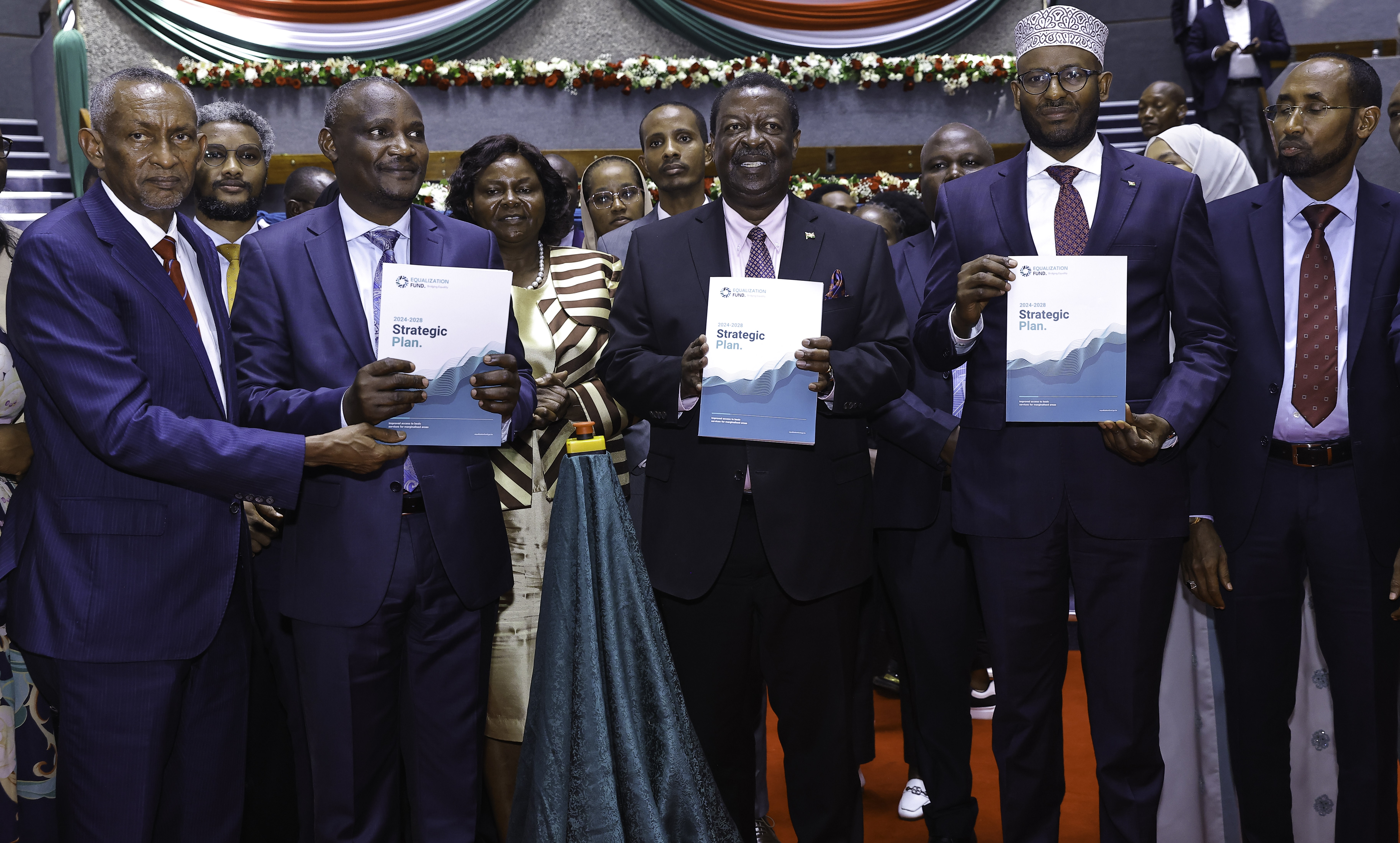  Prime Cabinet Secretary Musalia Mudavadi (third from right) during the launch of projects funded under the Equalisation Fund at the Kenyatta International Convention Centre.