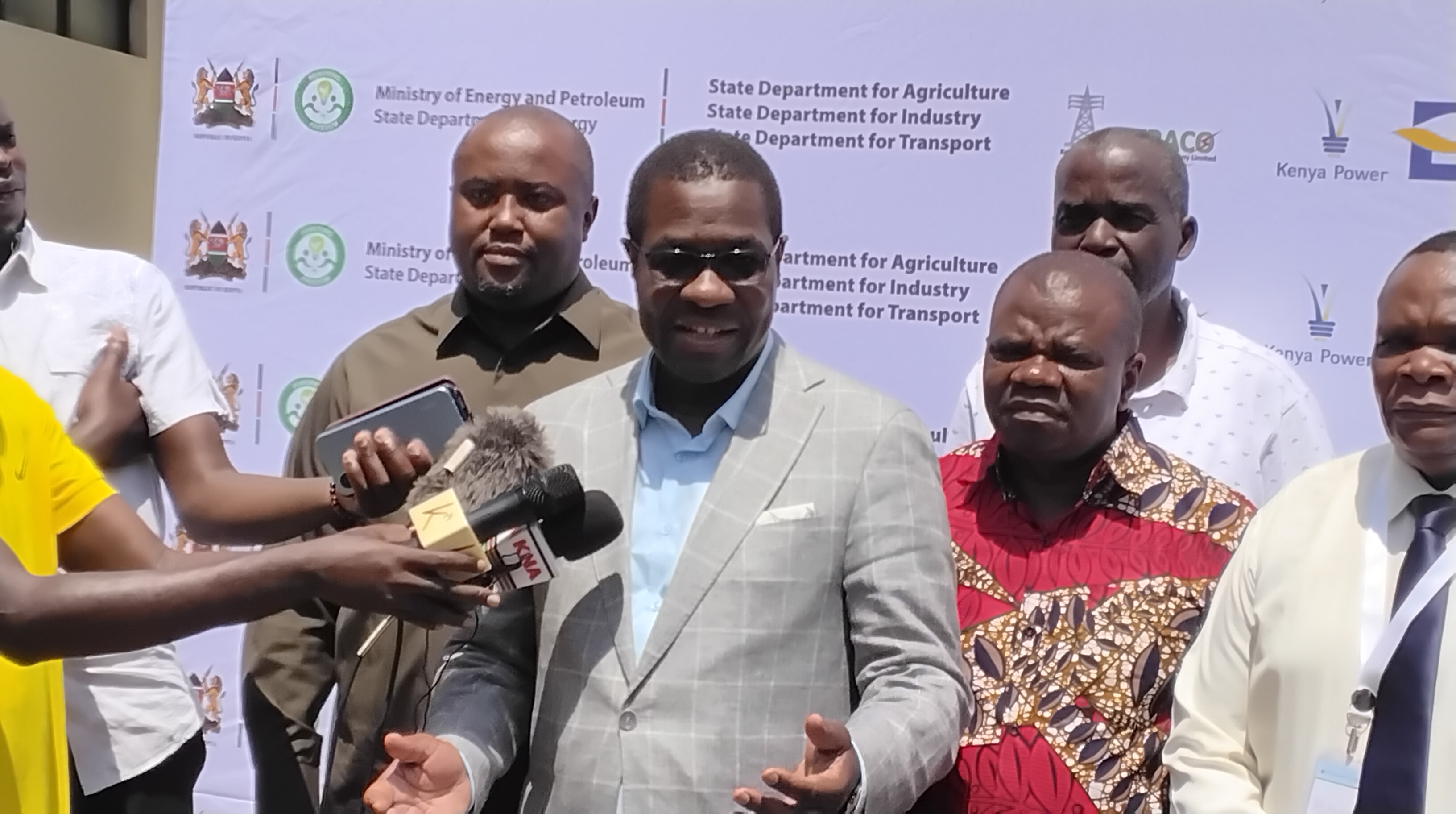 Energy Cabinet Secretary (CS) Opiyo Wandayi addressing the media during the Cogeneration and Bioethanol conference in Kisumu. Photo/Chris Mahandara.