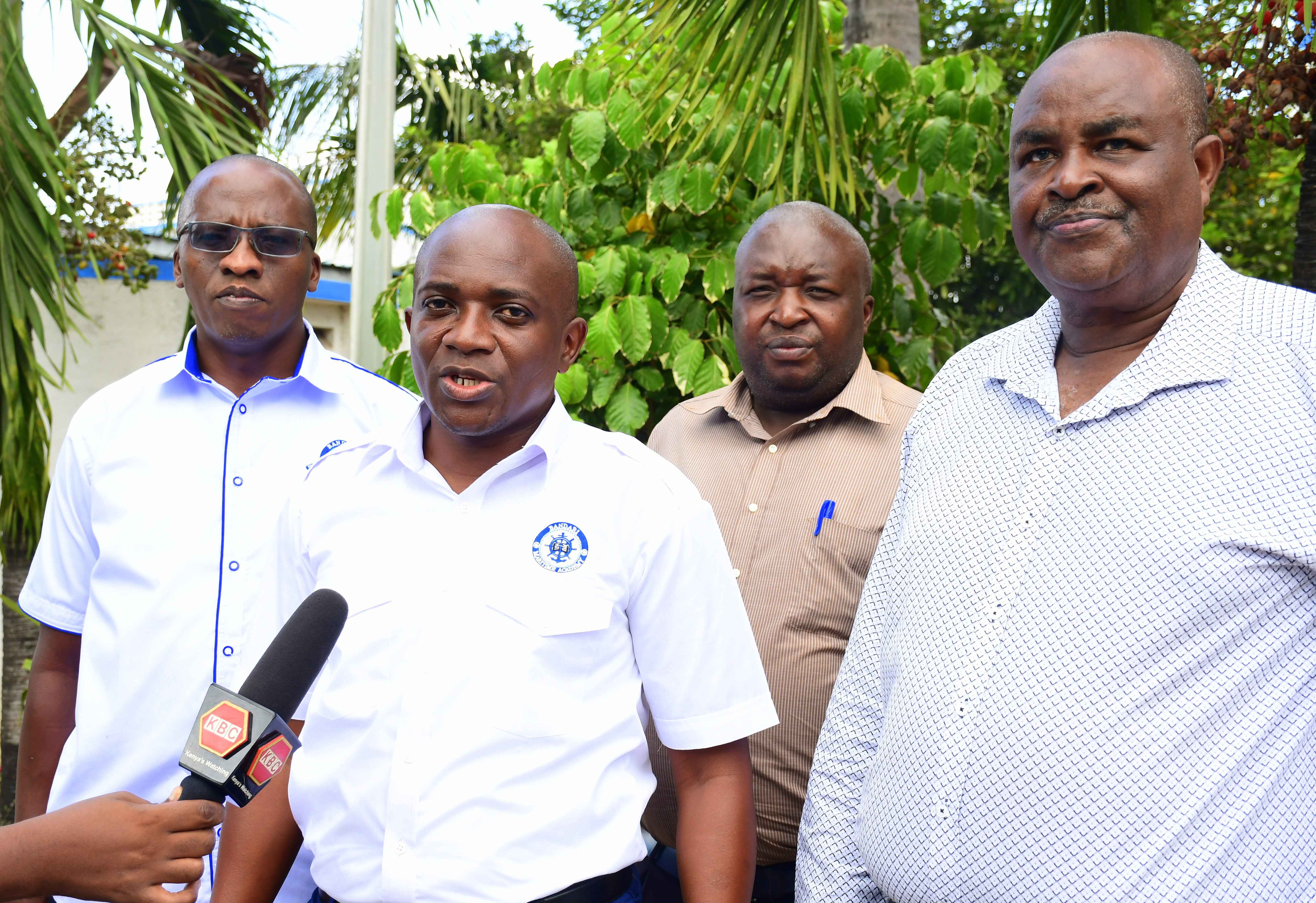 Bandari Maritime Academy (BMA) Chief Executive Officer (CEO) Dr. Eric Katana  briefs the media during an interview at Sauti House, Mombasa. PHOTO/ ANDREW HINGA
