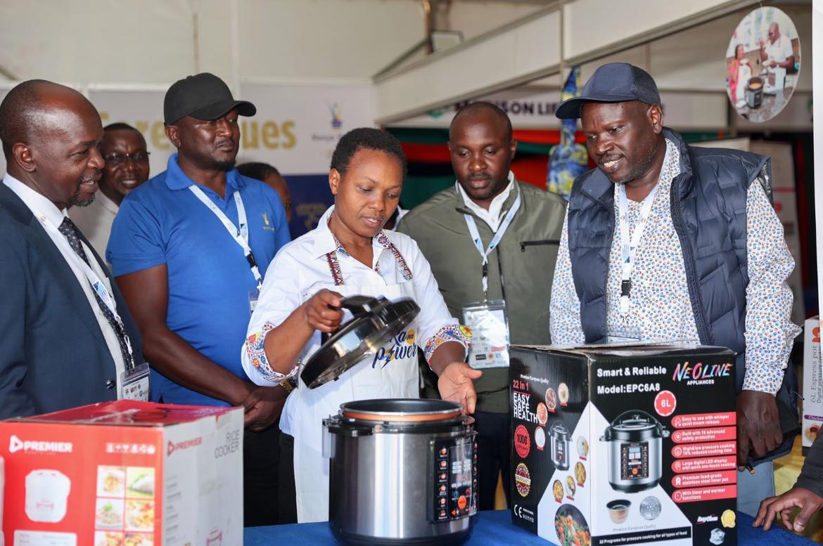 Kenya Power CEO, Dr Joseph Siror visits the exhibition booth during the just concluded Nyanza International Investment Conference, which took place in Kisumu County. Photo/Robert Ojwang