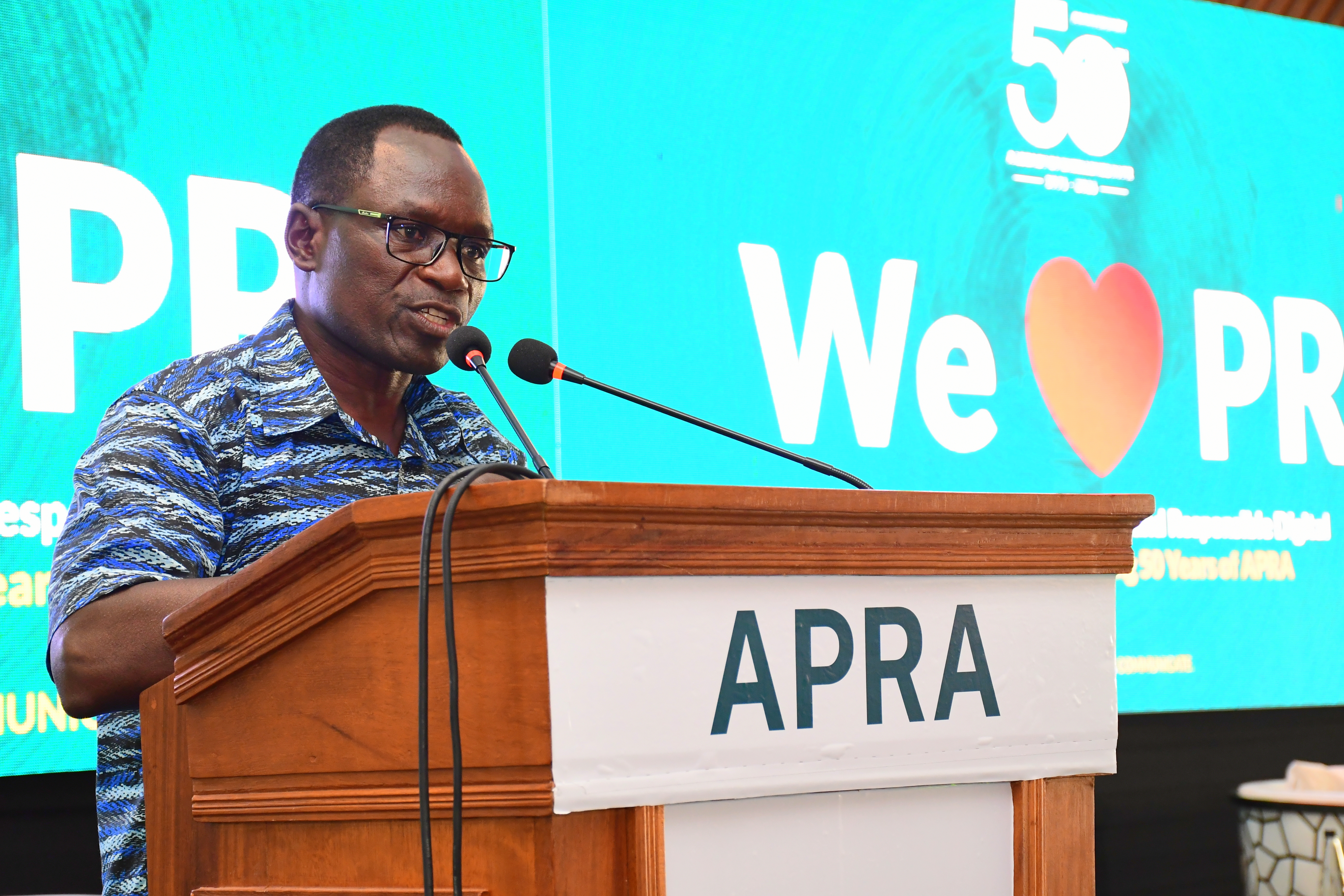 Principal Secretary (PS) Stephen Isaboke gives keynote address during the closing of the African Public Relations Association (APRA) conference, Mombasa. PHOTO/ANDREW HINGA
