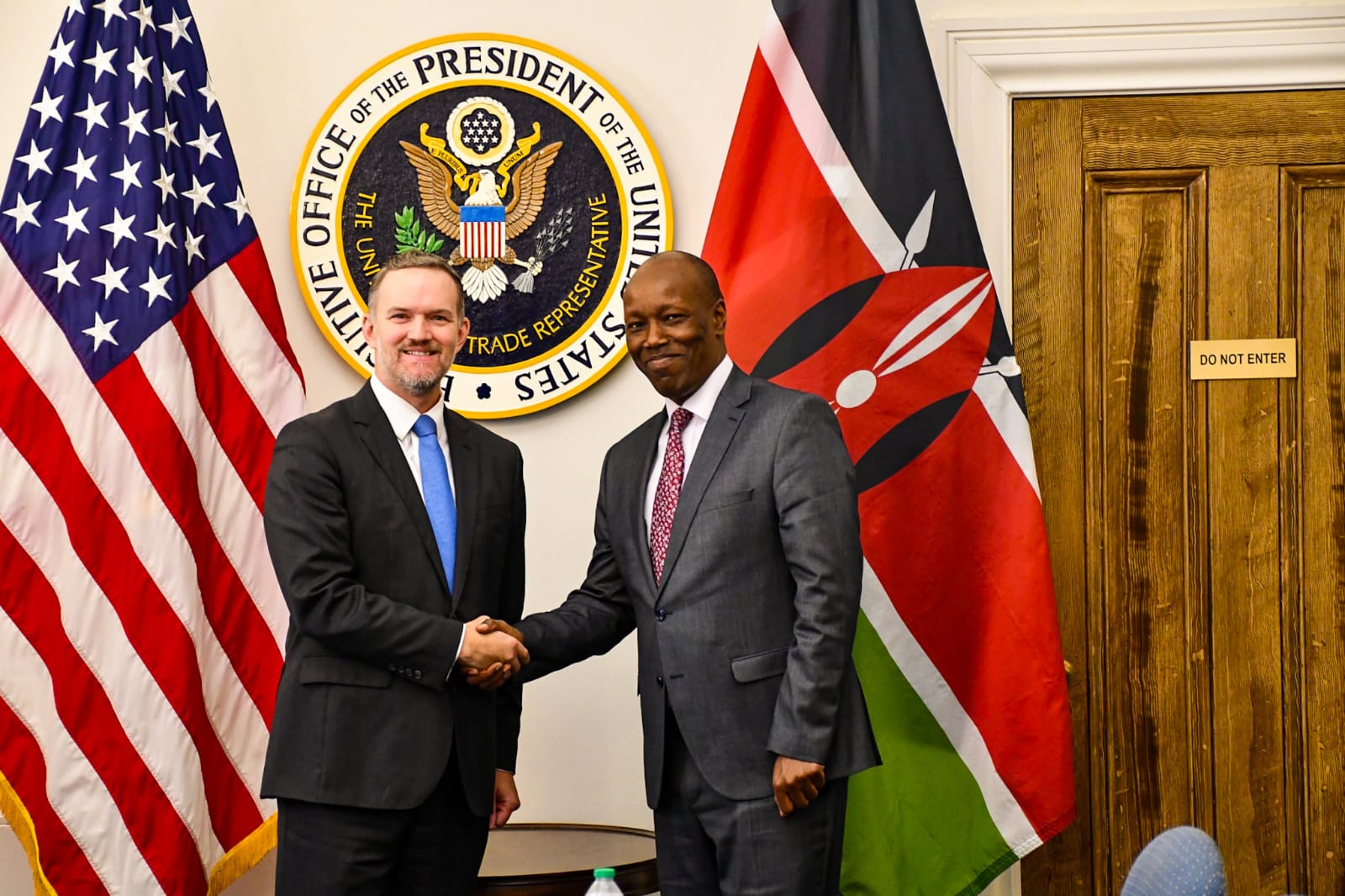 United States Trade Representative (USTR), Ambassador Jamieson Greer(left), with Cabinet Secretary for Investments, Trade and Industry, Lee Kinyanjui (right), during Kenya–US trade talks in Washington, D.C