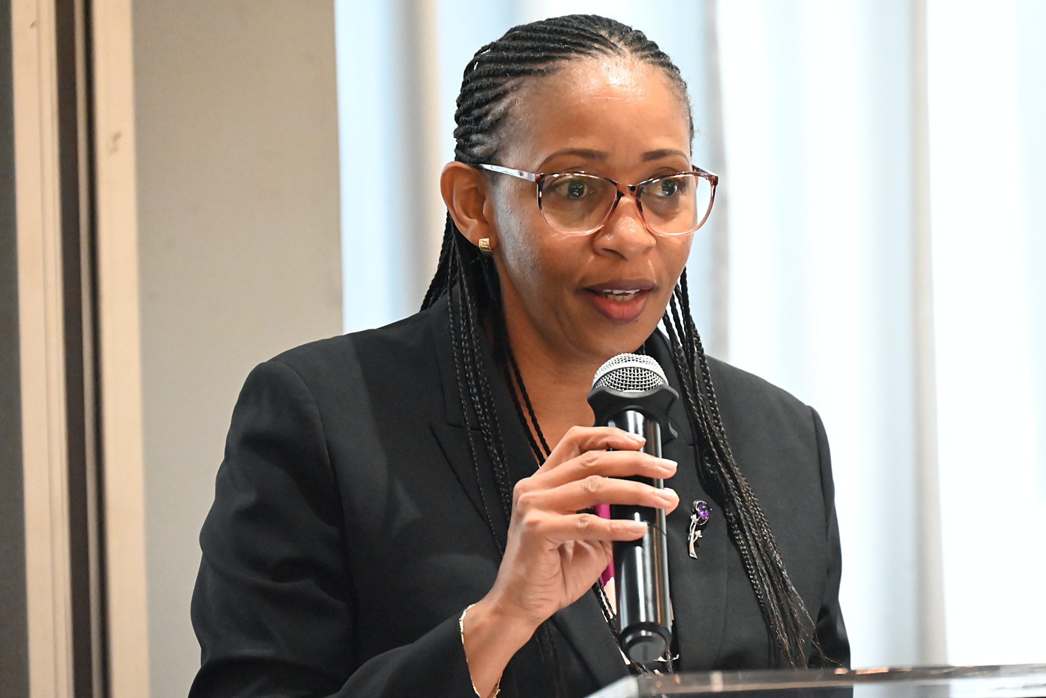 Cabinet Secretary (CS) for Lands, Public Works, Housing and Urban Development, Alice Wahome speaking during a breakfast meeting with the African Diplomatic Corps in Nairobi