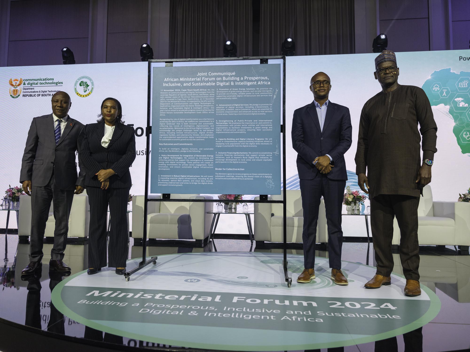  Information, Communications and The Digital Economy CS Dr. Margaret Ndung’u, (Second from Left) together with Ministers and Senior Officials sign a joint communiqué committing to inclusive and sustainable development in Sub-Saharan Africa.
