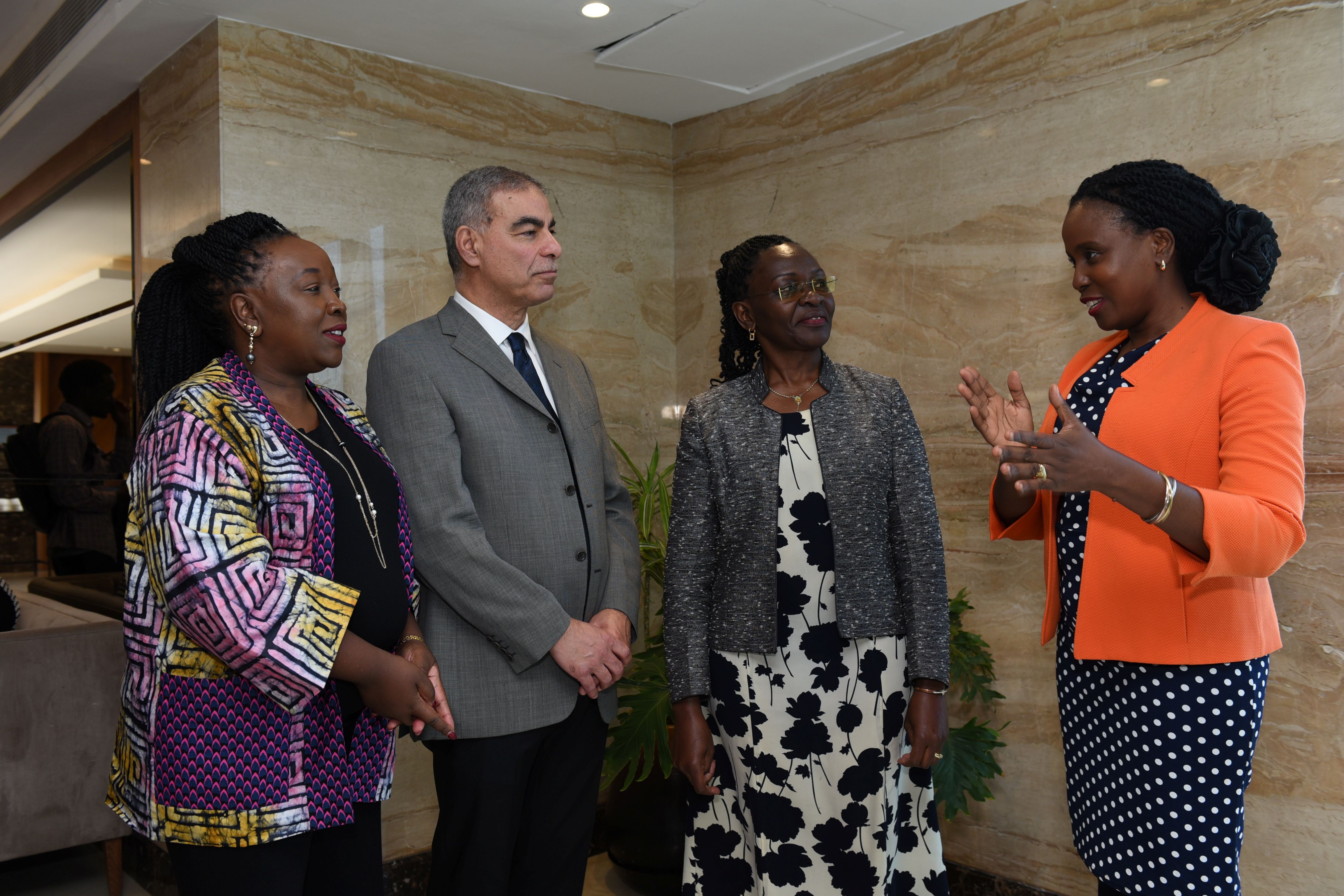African Population & Health Research Centre Executive  Director Dr. Catherine Kyobutungi, State Department  for Gender and Affirmative Action Secretary Gender Dr.  Josephine Obonyo, International Development Research  Centre Global Health Director Montasser Kamal and  Aga Khan University Graduate School of Media and  Communication Dean Prof. Nancy Booker. 