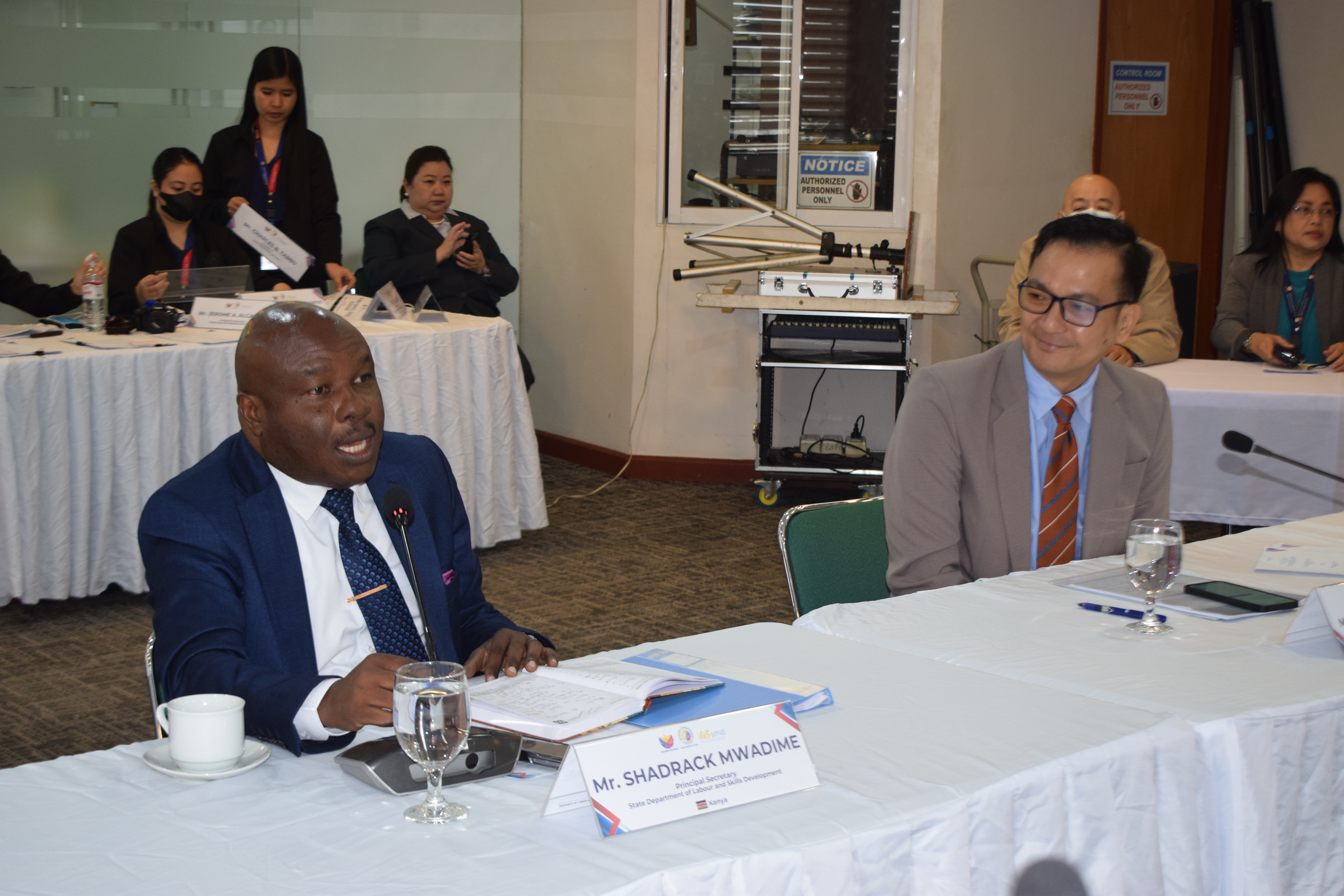 Labour and Skills Development Principal Secretary with Philippines’ Department of Migrant Workers (DMW), Secretary Ms. Felicitas Bay (above) and Assistant Secretary for Policy and International Cooperation, Mr. Levinson Alcantara (below), in Manila.
