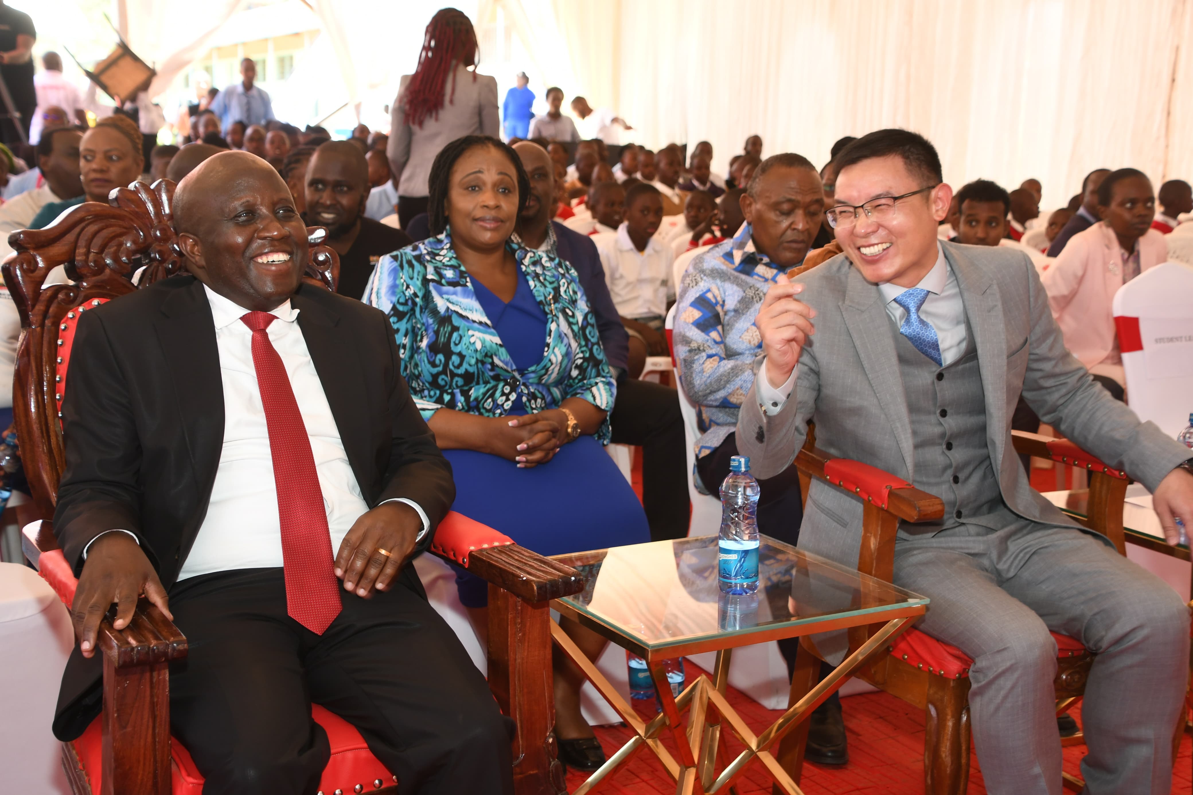 Principal Secretary for ICT Engineer John Tanui and Huawei Deputy CEO Stephen Zhang at the Machakos School for the Deaf during the phase two Digischool Internet project. Photo by Tabitha Ndanu