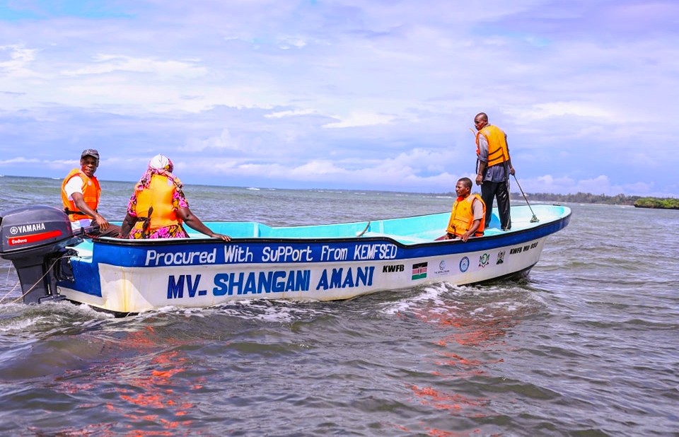 Some of the fishing boats which were distributed to beach management units in Kwale to enhance the livelihoods of local fisher folks and seaweed farmers