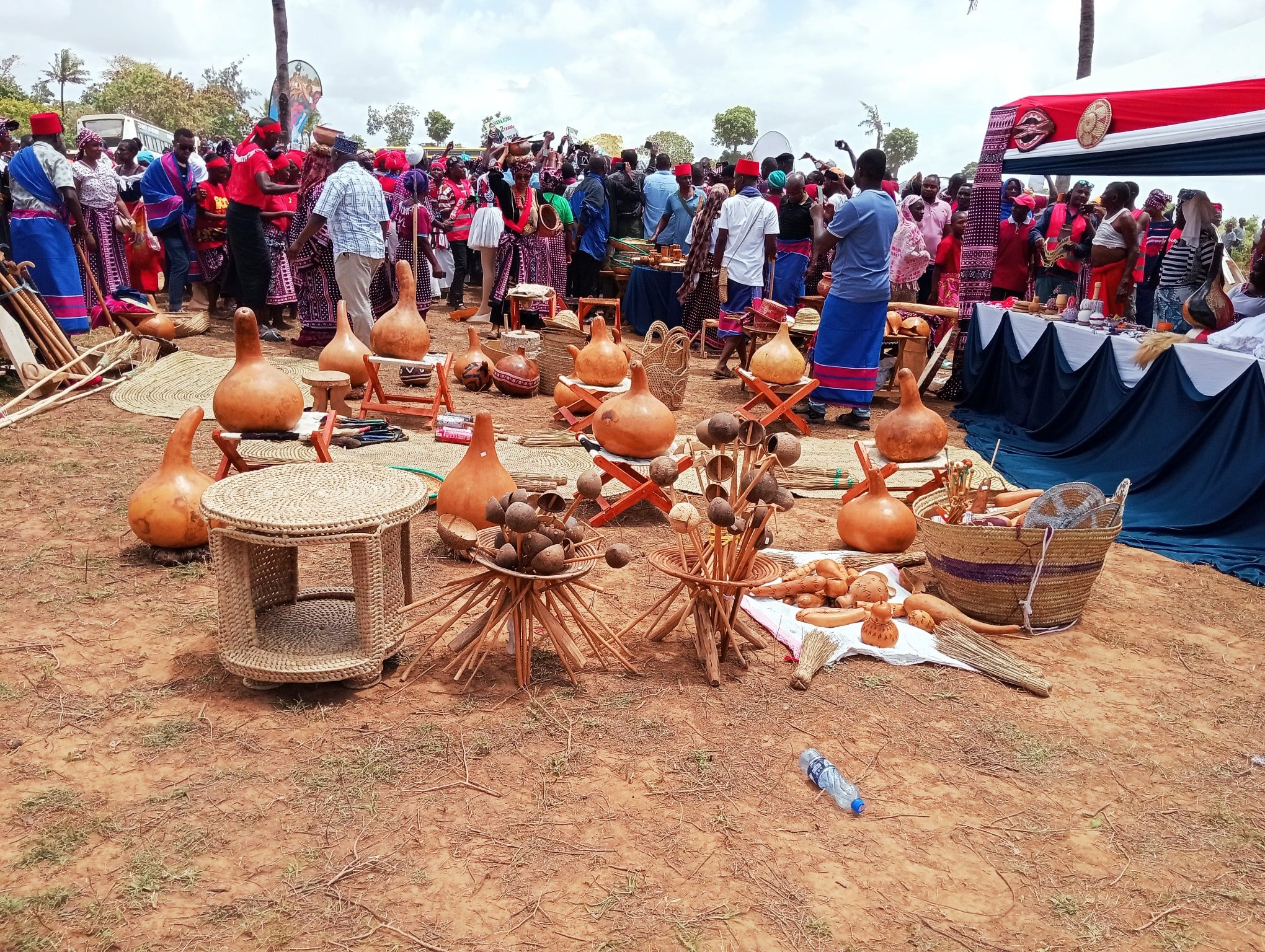 Some of the cherished paraphernalia on display at the Chenda Chenda cultural festival in Kinango sub county of Kwale.