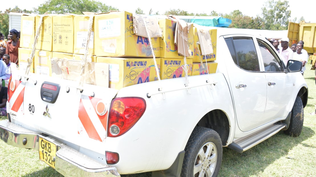 A consignment of mentorship books, exercise books, and pens distributed to various public schools in Nyando Constituency, Kisumu County 
