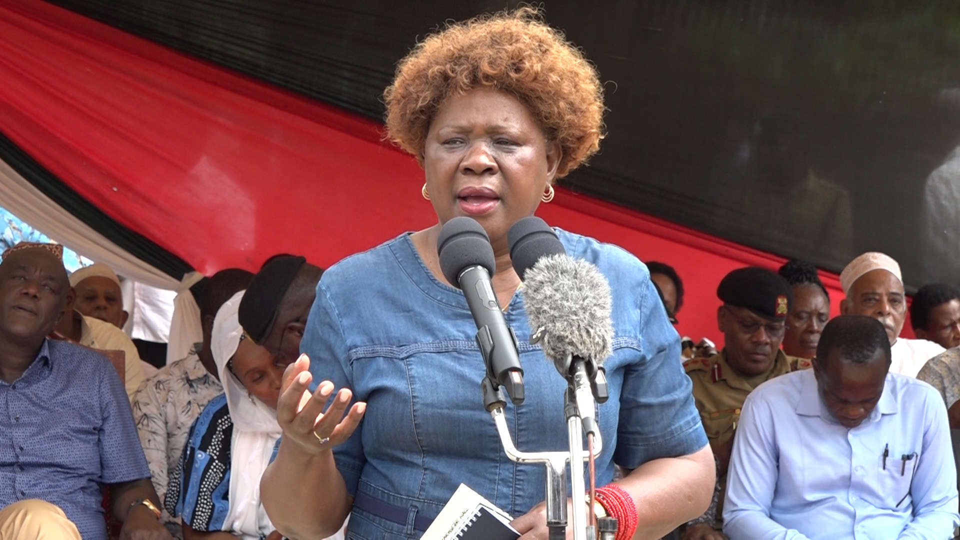 Lands and Physical Planning Cabinet Secretary, Alice Wahome, addresses wananchi during the official launch of the Malindi land Registry. PHOTO: SHANI RHAI