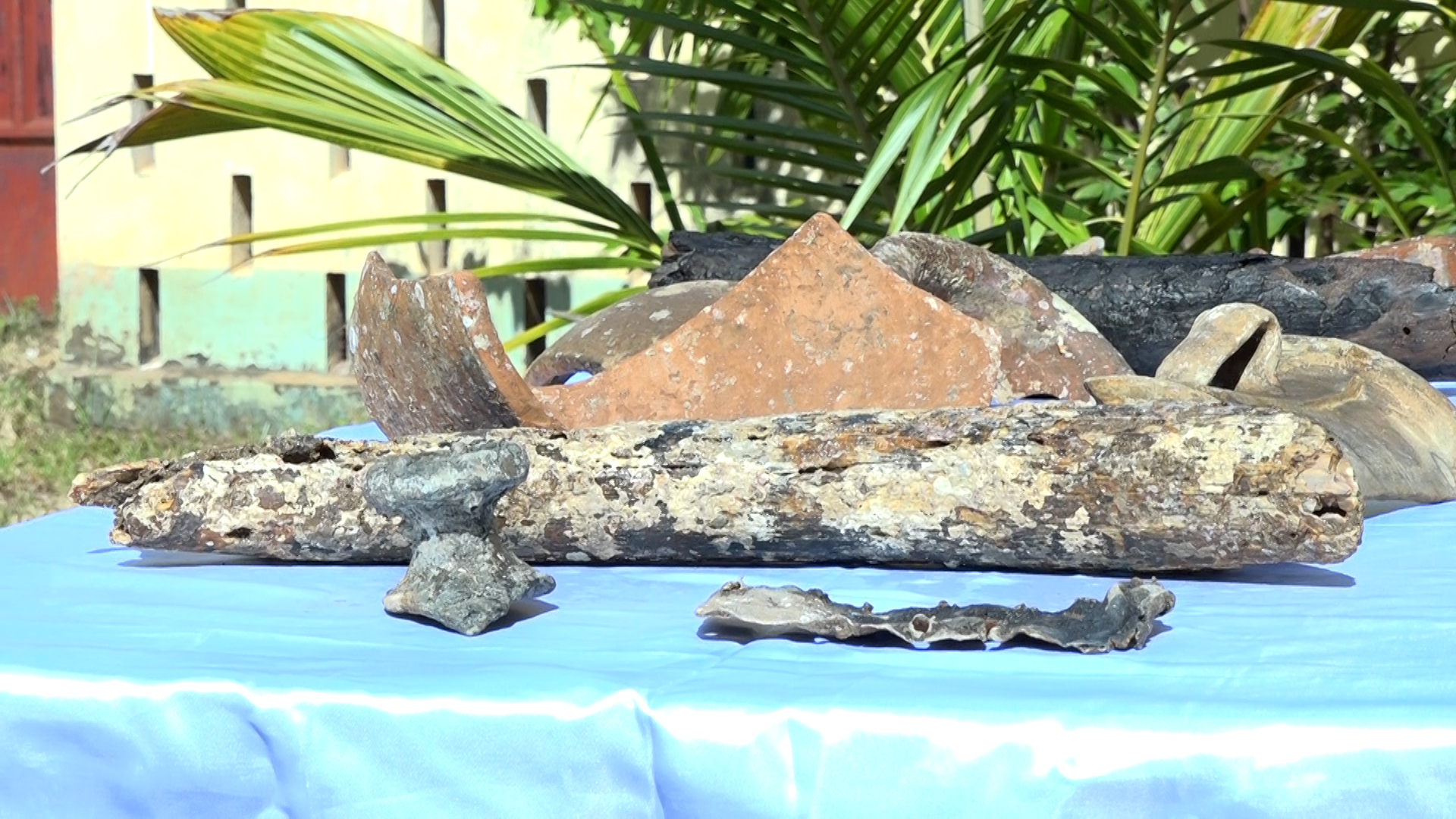 Some of the artifacts retrieved from a ship wreckage off the Ngomeni shores in Magarini Sub County, Kilifi County. Photo/Emmanuel Masha