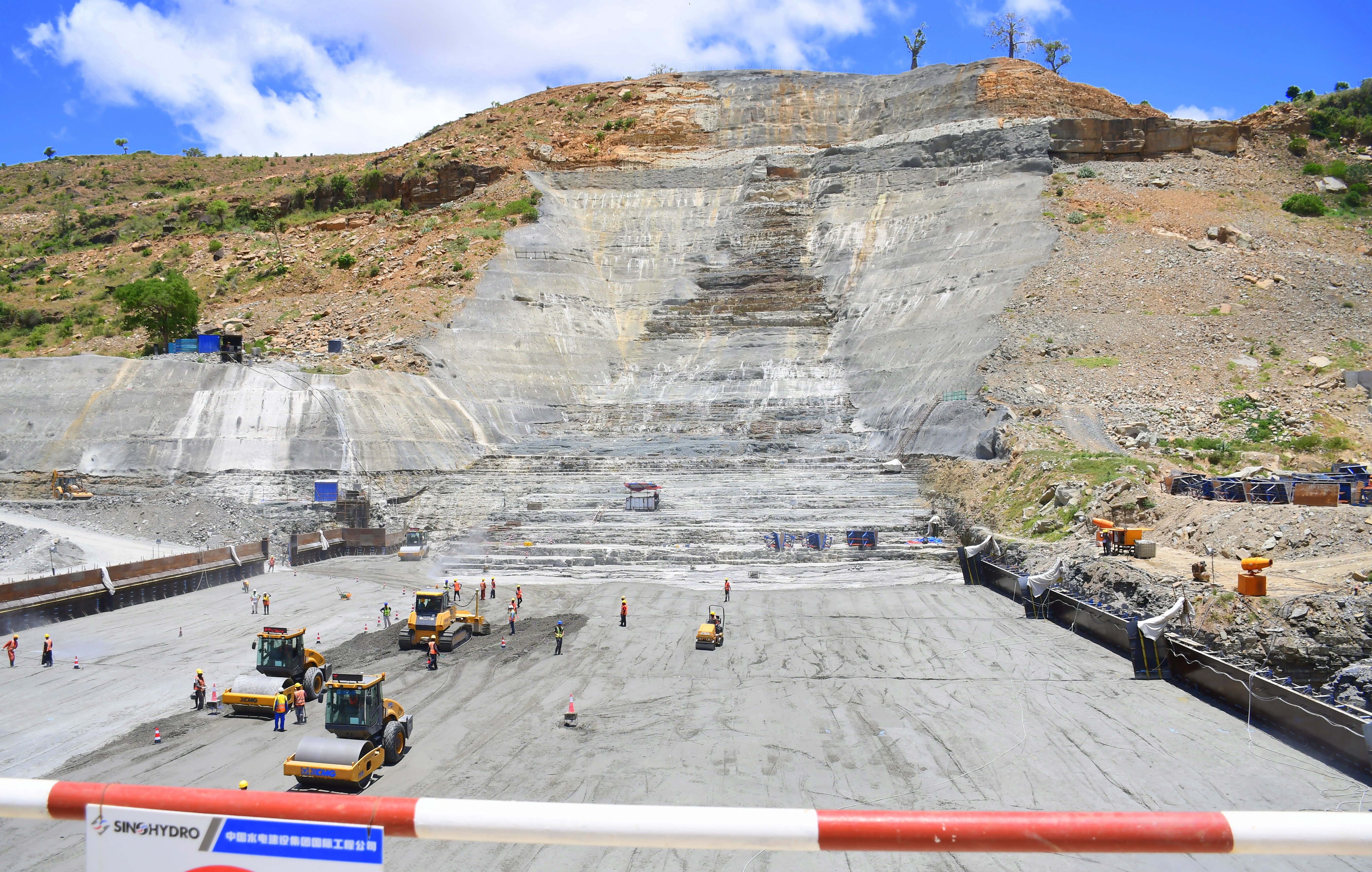 A general view of the Mwache Multipurpose Dam under progressive construction  in Kinango Sub-County, Kwale. Photo/Andrew Hinga