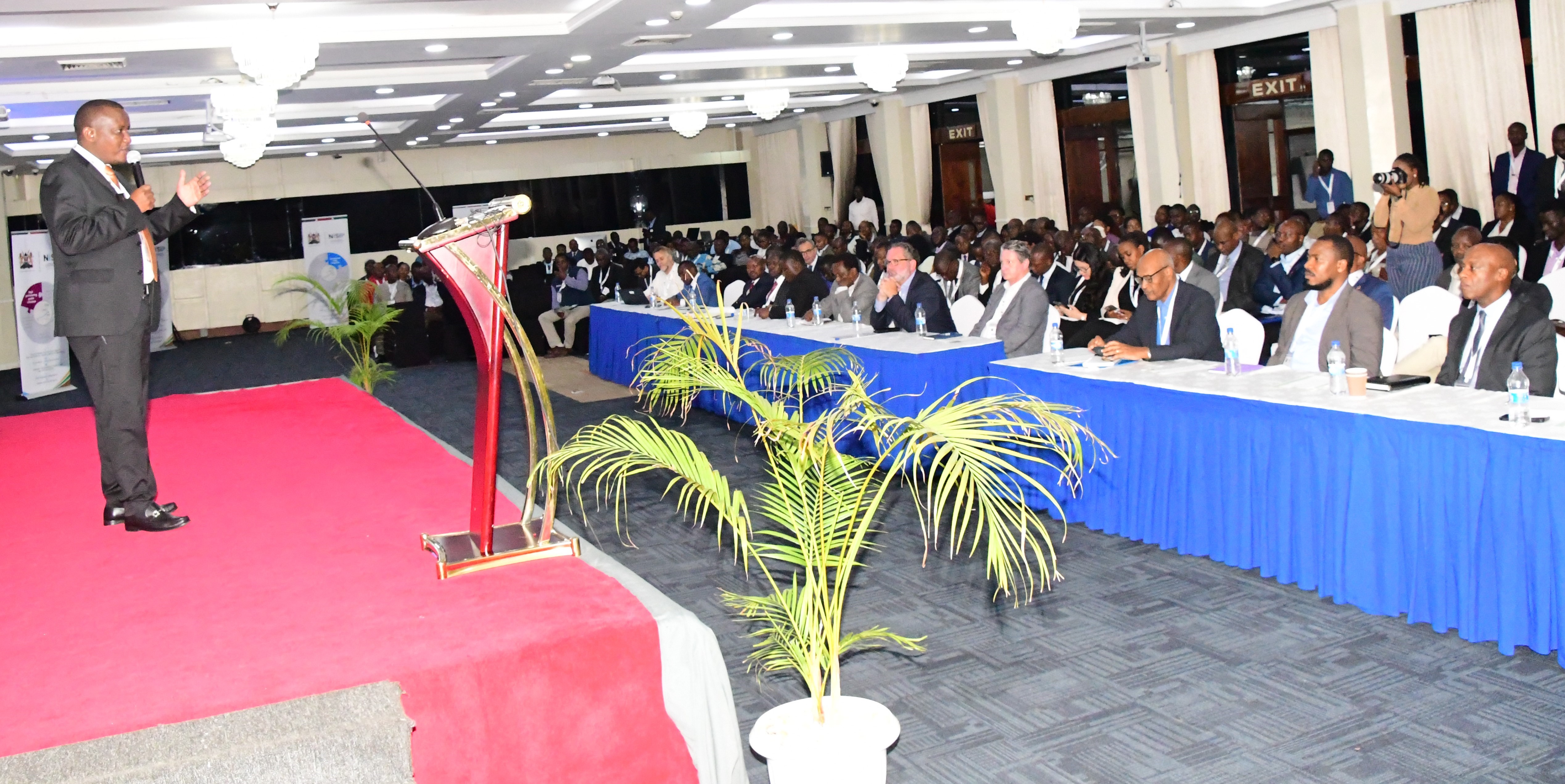 Principal Secretary in the State Department for Irrigation at the Ministry of Water, Sanitation Ephantus Kimotho speaking to media 