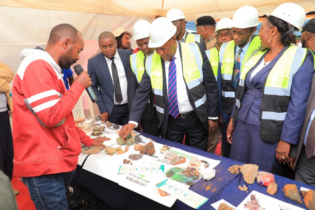 Kitui Governor, Dr Julius Malombe, sampling-out some of the industrial products showcased during the two-day Kitui County Investors Sensitization Forum