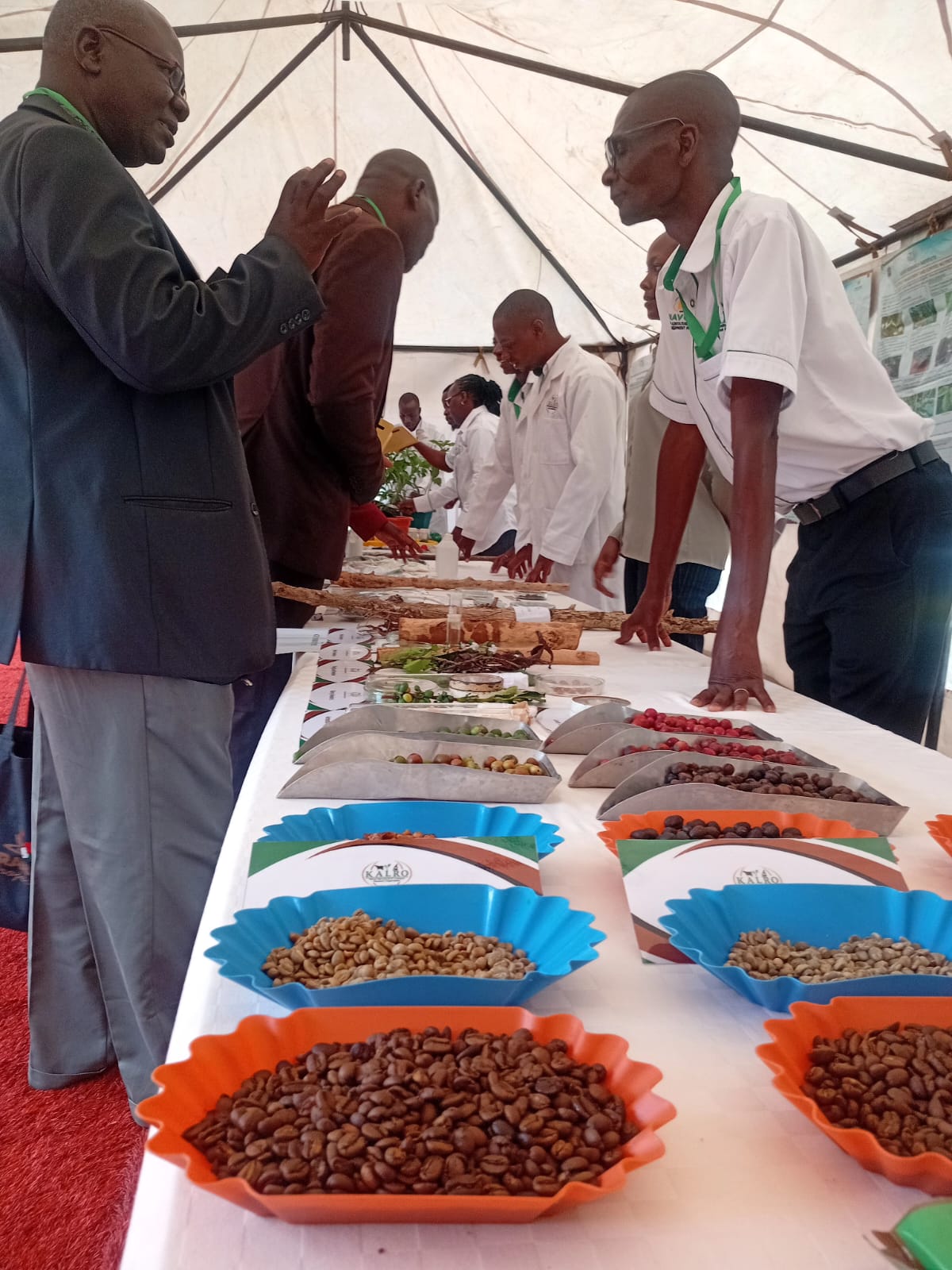  Farmers exchanging views at the exhibition of various coffee displays during the ARABIKA Project close-out meeting and the launch of the inaugural Coffee Training Center in Ruiru..jpeg