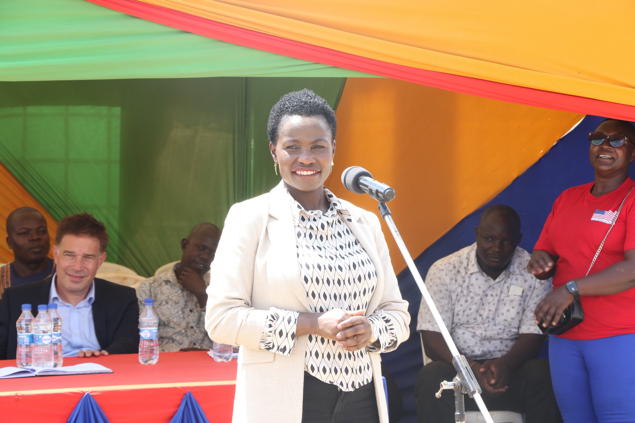 The Principal Secretary of Micro Small and Medium Enterprise (MSME’s) Susan Mang’eni speaking during a meeting at Nasewa County Aggregated Industrial Park