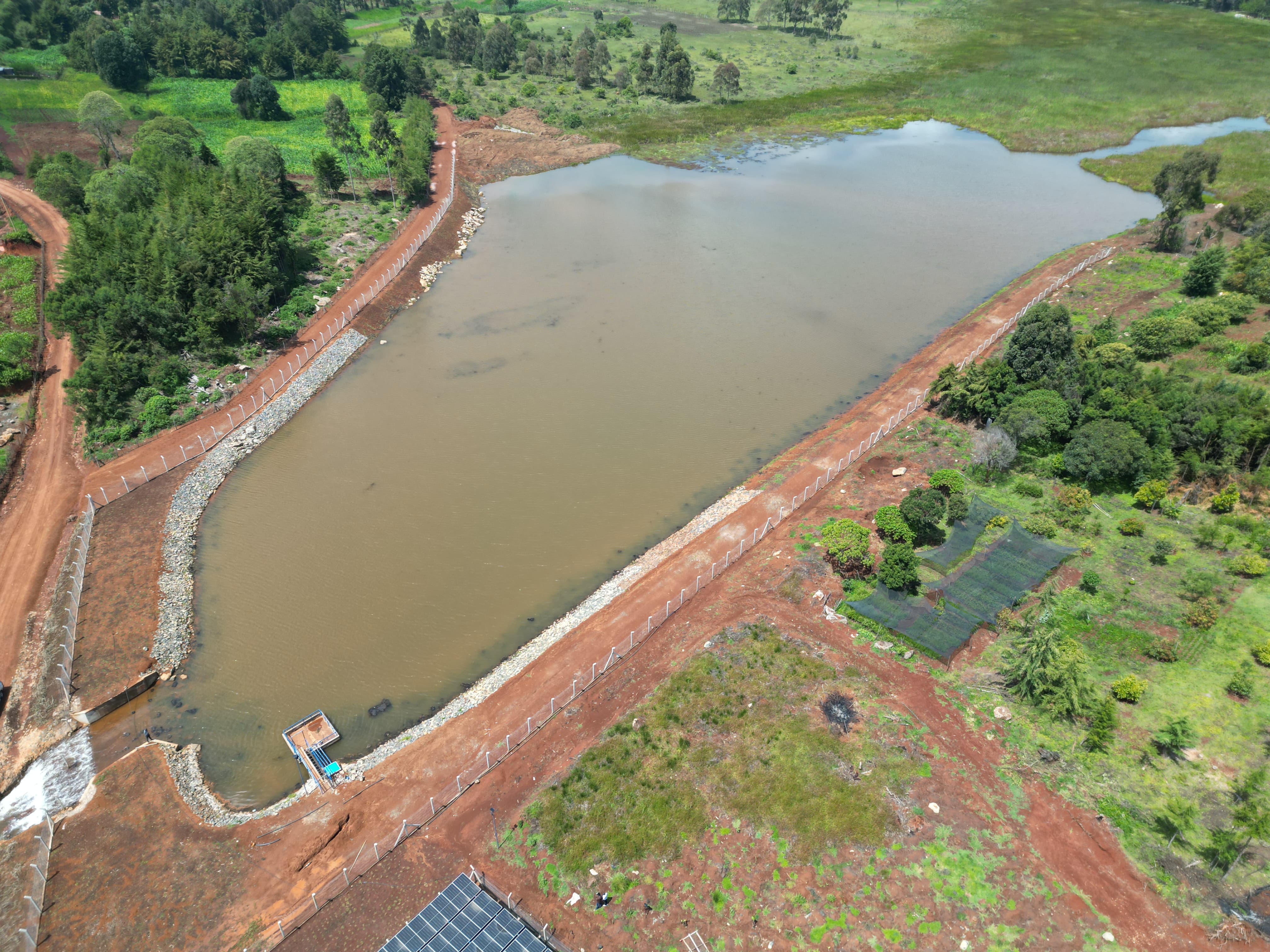 An aerial view of the Etio dam in Keiyo North sub county rehabilitated by the Kerio Valley Development Authority (KVDA). It will serve 4,500 households and irrigate 6,000 acres.