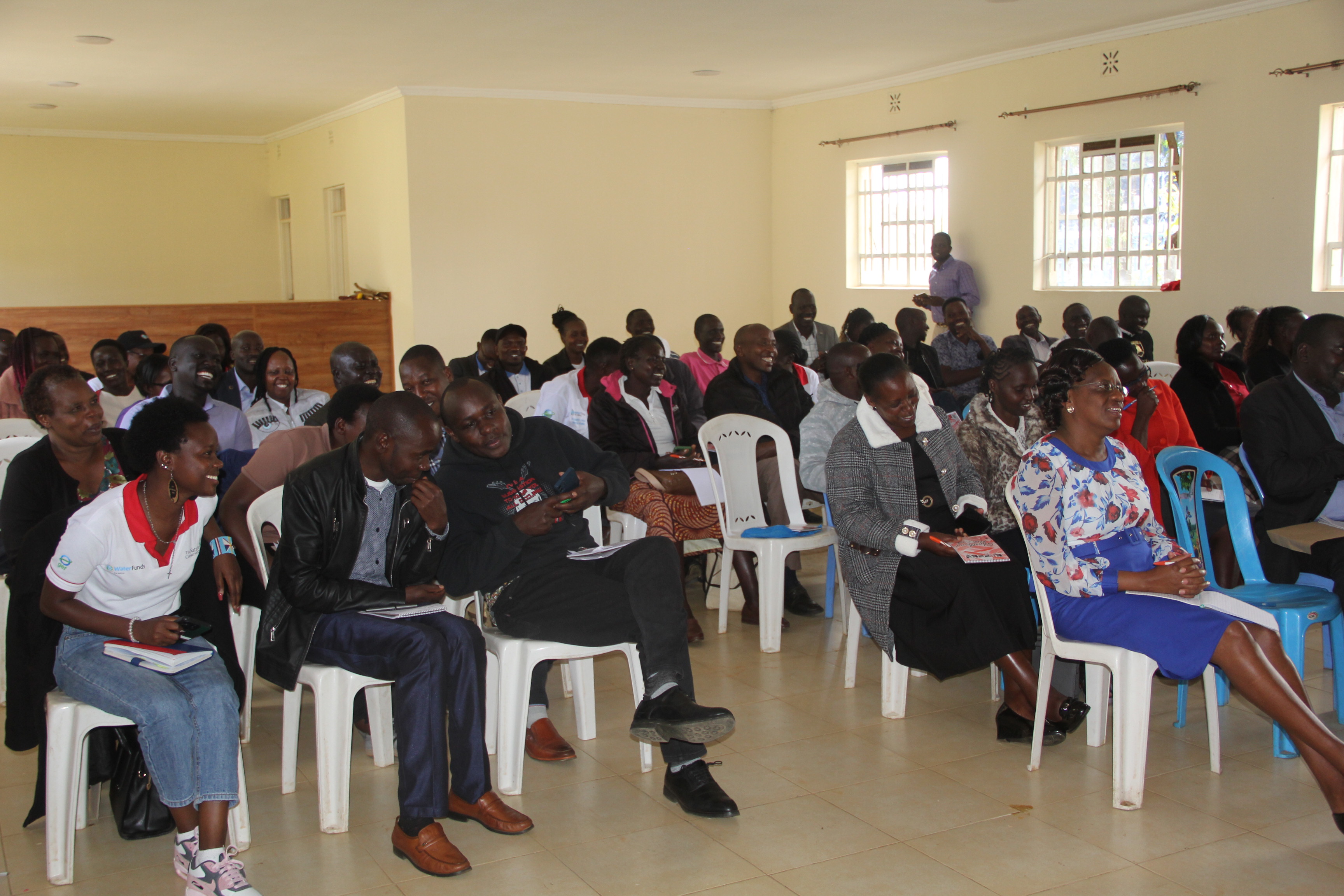 Uasin Gishu supervisory teams during a training session on the implementation of the Farm Ponds Initiative by the National Agricultural Value Chain Development Project (NAVCDP) to boost irrigation in 23 rural wards in Uasin Gishu County.