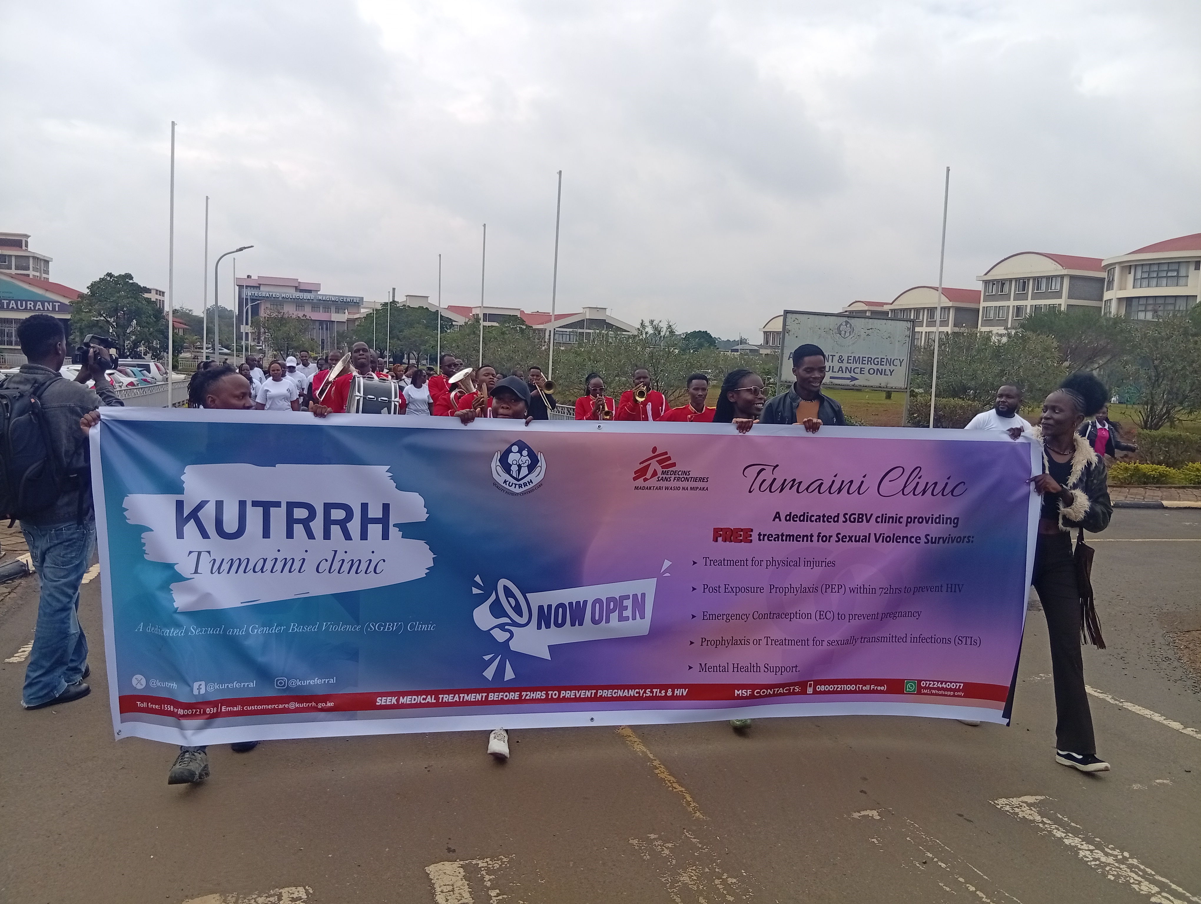 Stakeholders during the launch of the Tumaini clinic at the Kenyatta University Teaching Research and Referral Hospital to support gender based violence victims at the facility today