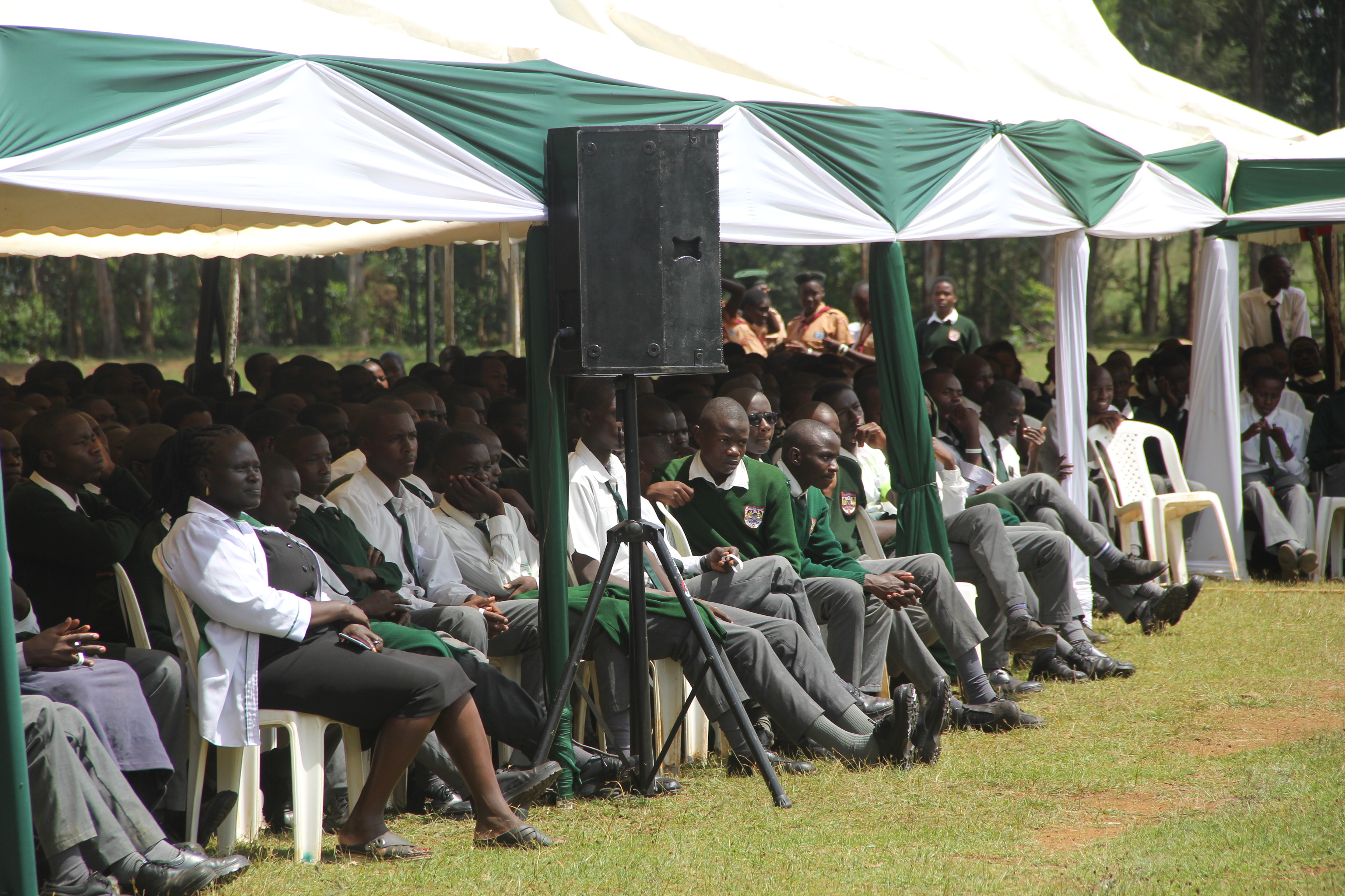 Cabinet Secretary (CS) Ministry of Environment, Climate Change and Forestry, Dr. Deborah Mulongo Barasa speaking during a tree growing event at Wareng High School, Eldoret, Uasin Gishu County.