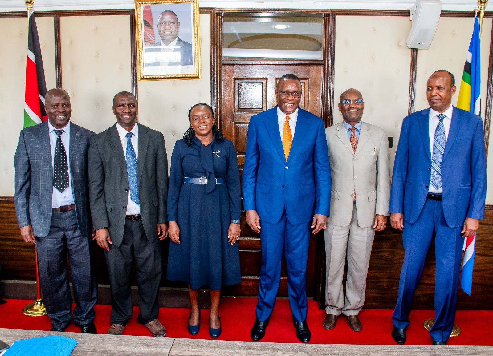 Deputy Chief of Staff for Performance and Delivery Management Eliud Owalo and Health CS Debra Mulongo Barasa  during a performance evaluation event. Photo/GDU