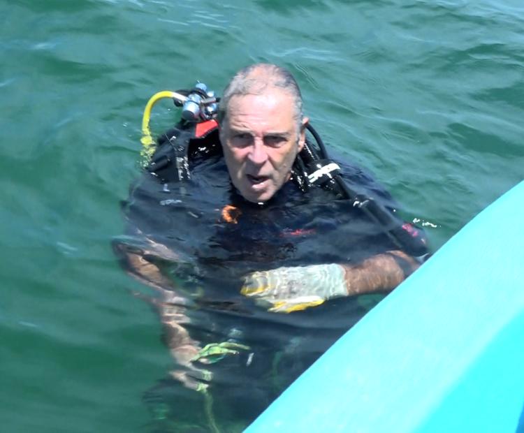 Dr. Gary Philbrick, an archaeologist, arrives after touring the shipwreck off the Ngomeni shores. Photo/Emmanuel Masha