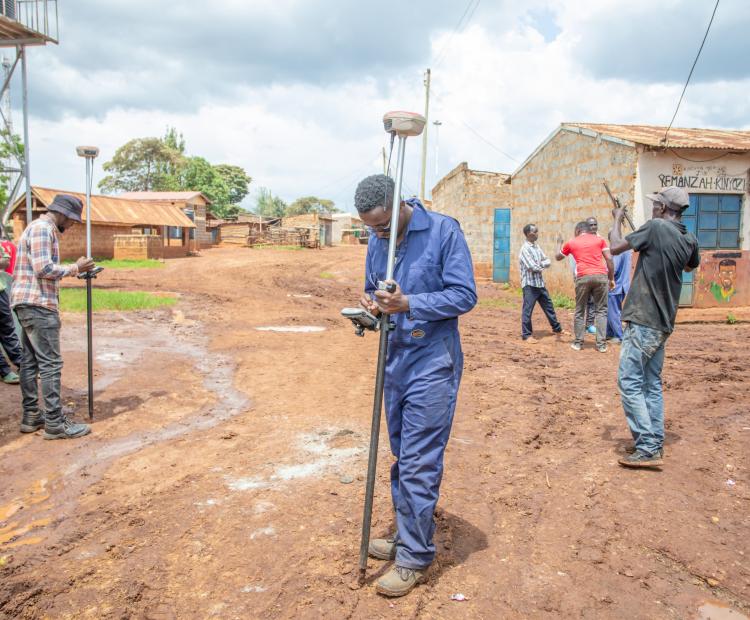  Staff from the County land department surveying the colonial villages in Kirinyaga.