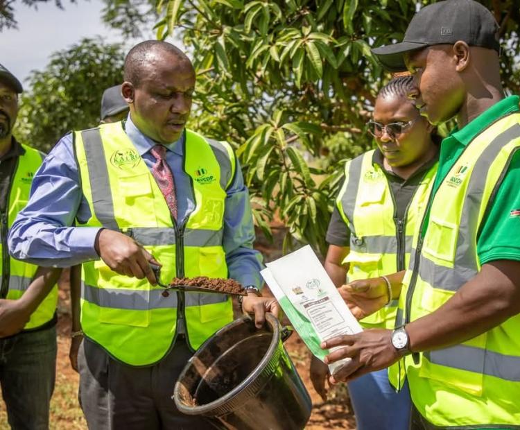 Makueni Governor Mutula Kilonzo Jr. during the launch of the digital soil sampling  exercise that aims to access soil fertility at Kwa Kathoka in Makueni county