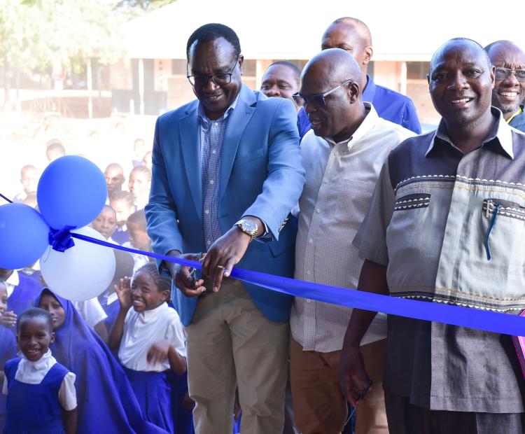 CS Julius Migos commissions newly constructed Junior School classrooms at Mwanyambo Comprehensive School in Voi. Photo/Courtesy
