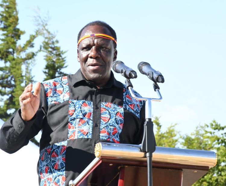 Cooperatives CS Wycliffe Oparanya addressing farmers in Iten.