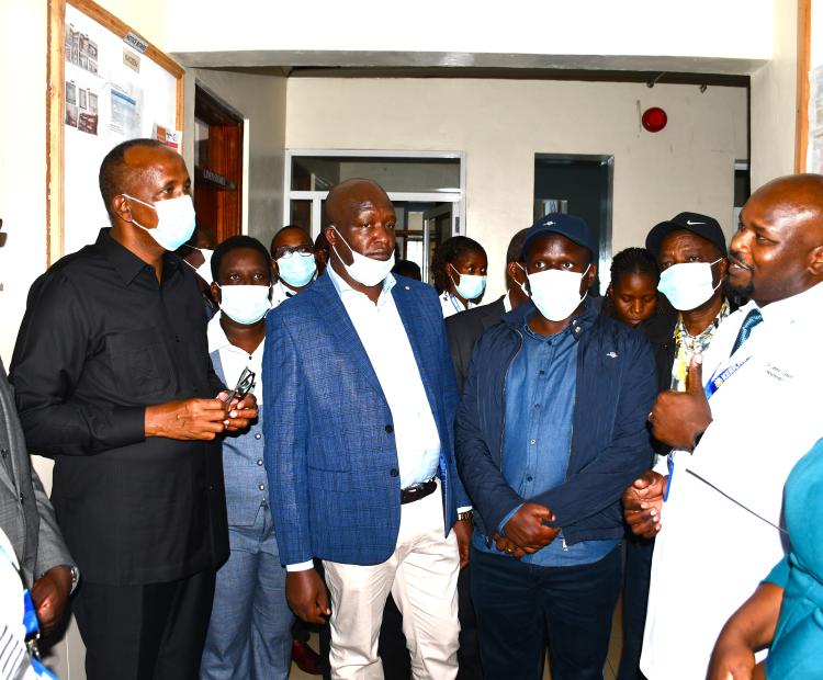 Health Cabinet Secretary Mr. Aden Duale assessing the state of the Kericho County Referral Hospital accompanied by the Kericho County Governor Dr. Eric Mutai and Kericho Senator Aaron Cheruiyot among other leaders