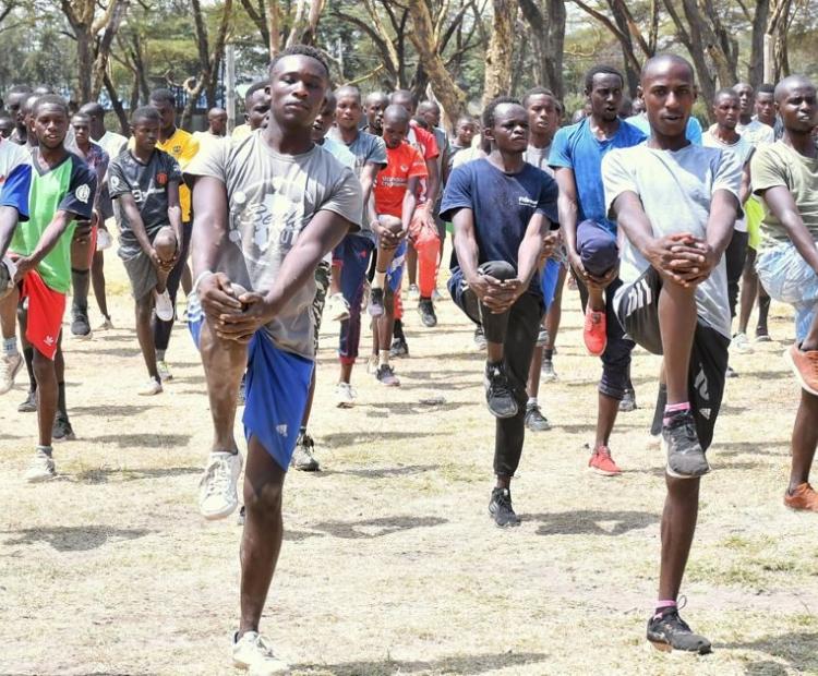 Young people participating during a past recruitment exercise. Photo/KNA