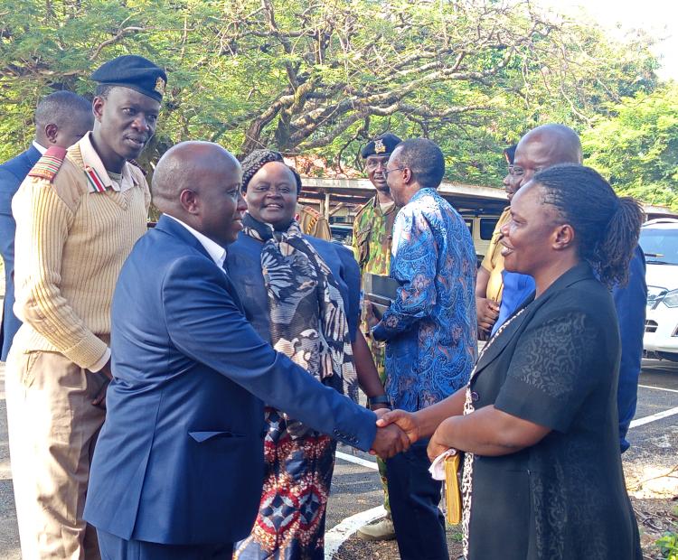 Eng. John Tanui, the Principal Secretary for ICT and Digital Economy arrives at Homa Bay County headquarters during his official tour in the