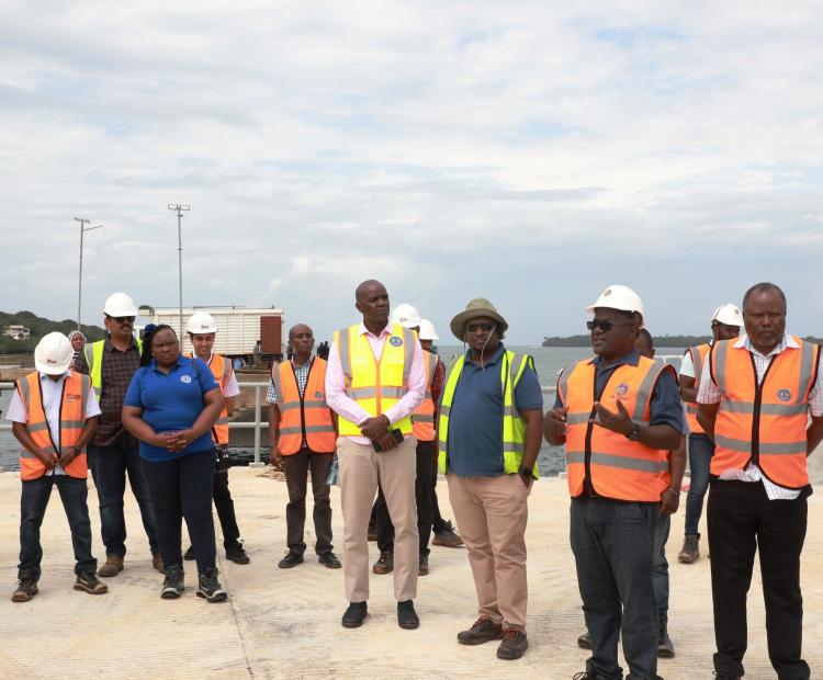   KPA senior employees during a site tour of the Sh2.6 billion Shimoni Fish Port project, which has been completed and awaiting official unveiling.