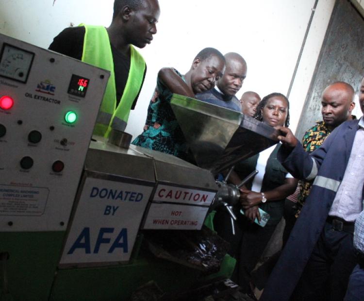 The newly launched milling machine at Muluanda ginnery. The machine with a milling capacity of 80 kg per hour will help to add value chain in cotton and improve farmers’ profit.